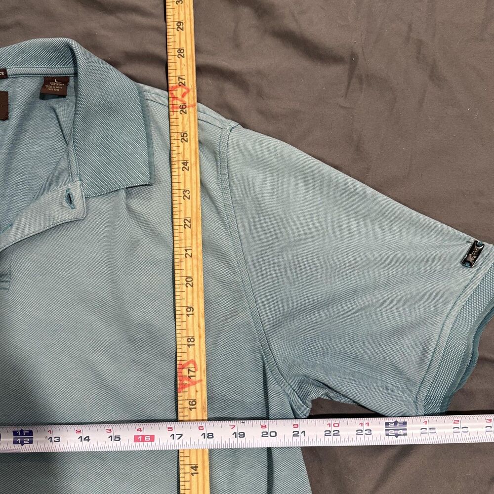 Greg Norman For Tasso Elba Polo Shirt Mens L Blue Luxury Performance Golf Knit - Picture 4 of 5